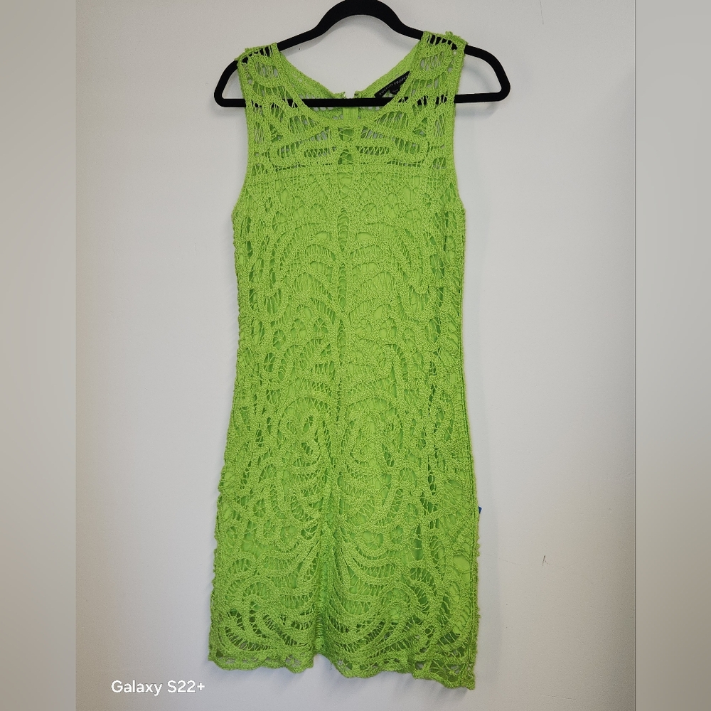 Boston Proper Sleeveless Crochet Dress - Vibrant Green size M.   #E04
